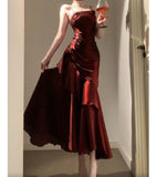 Sheath Spaghetti Straps Burgundy Holiday Dress Birthday Dresses Birthday Outfit SD1300