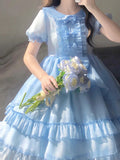 Ball Gown Light Sky Blue Chiffon Holiday Dress Birthday Dresses Birthday Outfits SD1301