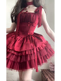 French Ball Gown Spaghetti Straps Holiday Dress Burgundy Birthday Dresses Birthday Outfits SD1302
