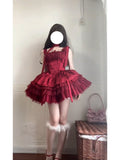 French Ball Gown Spaghetti Straps Holiday Dress Burgundy Birthday Dresses Birthday Outfits SD1302
