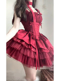 French Ball Gown Spaghetti Straps Holiday Dress Burgundy Birthday Dresses Birthday Outfits SD1302