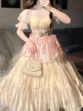 Ball Gown High Neckline Short Sleeves Holiday Dress Birthday Dresses Birthday Outfits SD1303 HZ0628