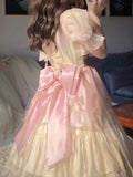 Ball Gown High Neckline Short Sleeves Holiday Dress Birthday Dresses Birthday Outfits SD1303 HZ0628