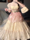 Ball Gown High Neckline Short Sleeves Holiday Dress Birthday Dresses Birthday Outfits SD1303 HZ0628