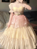 Ball Gown High Neckline Short Sleeves Holiday Dress Birthday Dresses Birthday Outfits SD1303 HZ0628