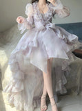 High Low V Neckline Floral Holiday Dress Birthday Dresses Birthday Outfits SD1304
