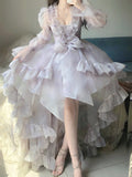 High Low V Neckline Floral Holiday Dress Birthday Dresses Birthday Outfits SD1304