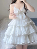 French Ball Gown Straps Holiday Dress White Short Birthday Dresses Birthday Outfits SD1306