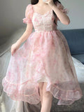 High Low Square Neckline Floral Holiday Dress Birthday Dresses Birthday Outfits SD1307
