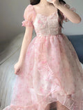 High Low Square Neckline Floral Holiday Dress Birthday Dresses Birthday Outfits SD1307