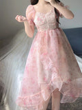 High Low Square Neckline Floral Holiday Dress Birthday Dresses Birthday Outfits SD1307