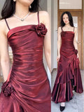 Spaghetti Straps Prom Dresses Gray Blue Party Dress SD1307