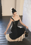 Mermaid Straps Chiffon Black Prom Dresses Party Dress SD1315