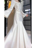 Mermaid Long Sleeves Ankle Length White Prom Dresses Party Dress SD1318 HZ0628