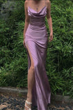 Mermaid Spaghetti Straps Grape Slit Long Prom Dresses Party Dress SD1342 HZ0628