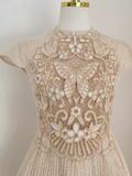A line High Neckline Lace Vacation Dress Tulle Women Dresses SD137
