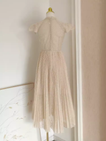 A line High Neckline Lace Vacation Dress Tulle Women Dresses SD137