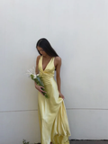 A-Line V Neckline Grape Satin Long Prom Dresses Formal Evening Dress SD1389 HZ0628