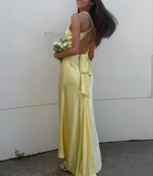A-Line V Neckline Grape Satin Long Prom Dresses Formal Evening Dress SD1389 HZ0628