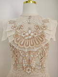 A line High Neckline Lace Vacation Dress Tulle Short Women Dresses SD138