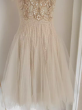 A line High Neckline Lace Vacation Dress Tulle Short Women Dresses SD138