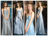 A-Line Sweetheart Blue Satin Long Prom Dresses Formal Evening Dress SD1390 HZ0628
