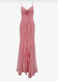 Sheath Spaghetti Straps Pink Chiffon Long Party Dress Prom Dresses SD1400 HZ0628