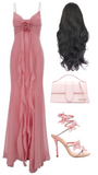 Sheath Spaghetti Straps Pink Chiffon Long Party Dress Prom Dresses SD1400 HZ0628