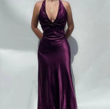 purple satin and floor length prom dresses evening gown SD1406 HZ0628