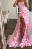 Sheath Sweetheart Pink Long Slit Prom Dresses Formal Evening Dress SD1412 HZ0628
