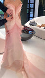 Sheath Sweetheart Floral Pink Tulle Sleeveless Evening Prom Dresses SD1425 HZ0628