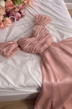 A Line Off The Shoulder Burgundy Satin Evening Gown Prom Dresses SD1426 HZ0628