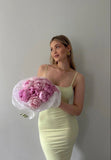 Mermaid Spaghetti Straps Yellow Satin Backless Evening Gown Prom Dresses SD1434