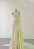 Sheath One Shoulder Pink Long Chiffon Evening Gown Prom Dresses SD2314 HZ0628