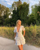 Floral Print Dress Vintage Layered Ruffle Mini Dresses 16th Birthday Dresses SD1443 HZ0628