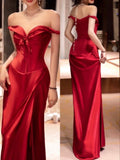 Mermaid Off The Shoulder Red Party Dress Long Prom Dresses SD1466 HZ0628