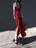 Mermaid One Shoulder Black Satin Party Dress Long Prom Dresses SD1471