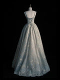 A line Straps Sage Green Long Tulle Prom Dress SD1490 HZ0628