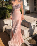 Satin Bodycon Mermaid Maxi Dress Prom Dresses Evening Dress SD1492 HZ0628