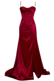 Mermaid Spaghetti Straps Olive Green Long Evening Dress Backless Prom Dresses SD1505