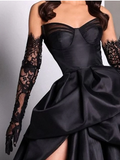 Ball Gown Strapless Burgundy Long Slit Party Dress Prom Dresses SD1513