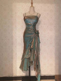 Mermaid Spaghetti Straps High Low Party Dress Prom Dresses SD2820 HZ0628