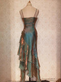 Mermaid Spaghetti Straps High Low Party Dress Prom Dresses SD2820 HZ0628
