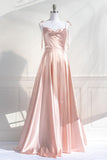Line Pink Long Prom Dresses Formal Graduation Party Dress Evening Dress SD1545