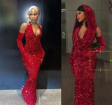 Mermaid V Neckline Burgundy Long Prom Dresses Party Dress SD1559