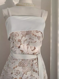A line Spaghetti Straps Champagne Lace Vacation Dress Women Dresses SD155