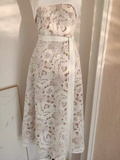 A line Spaghetti Straps Champagne Lace Vacation Dress Women Dresses SD155