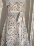 A line Spaghetti Straps Champagne Lace Vacation Dress Women Dresses SD155
