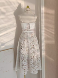 A line Spaghetti Straps Champagne Lace Vacation Dress Women Dresses SD155