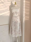 A line Spaghetti Straps Champagne Lace Vacation Dress Women Dresses SD155